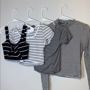 STRIPE TOPS Black and White Bundle of 4